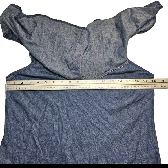 Forme Large Navy Blue Cotton Cold Off The Shoulder Spaghetti Summer Shor… - Picture 6 of 11